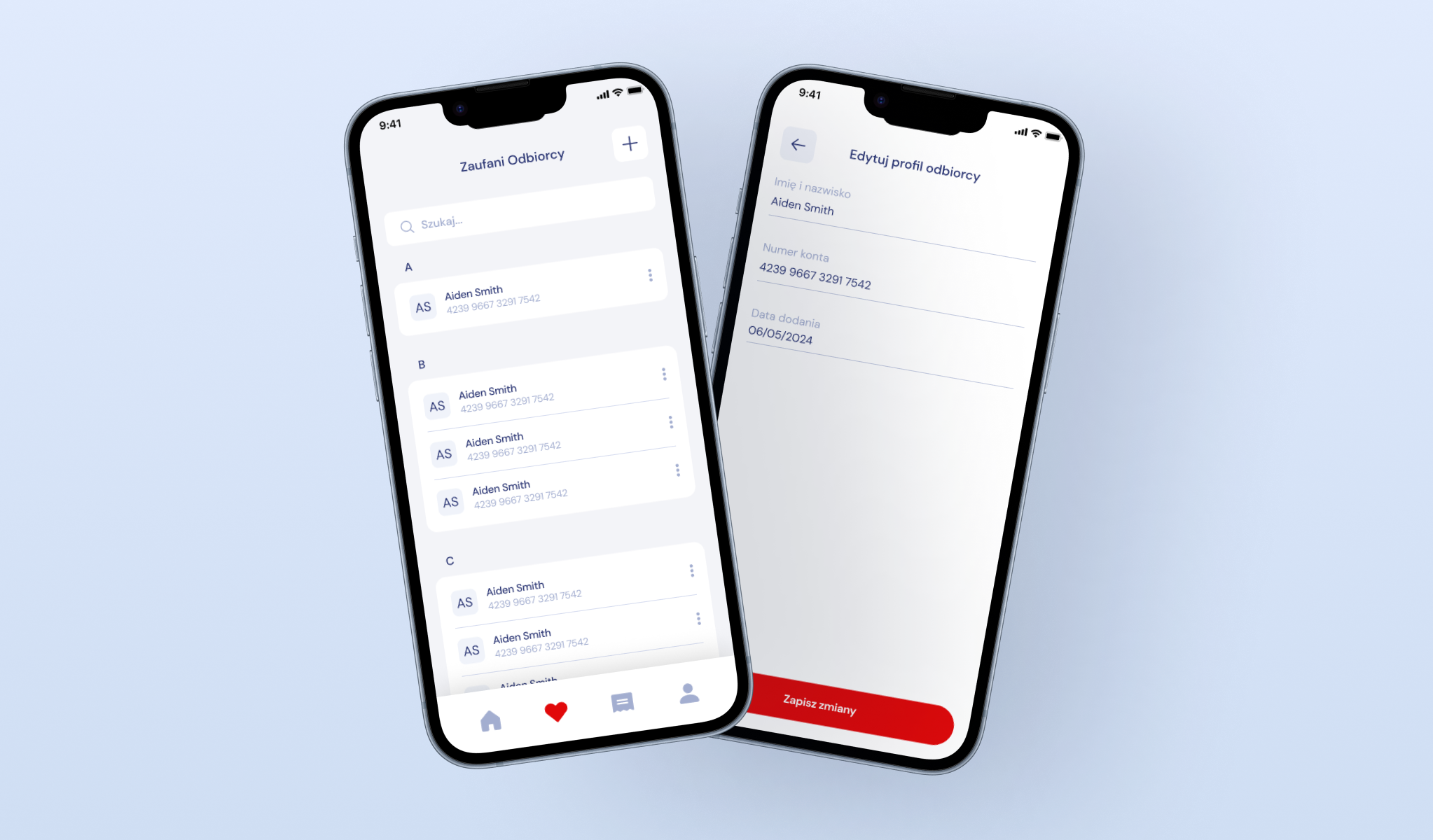 UI of the banking mobile app