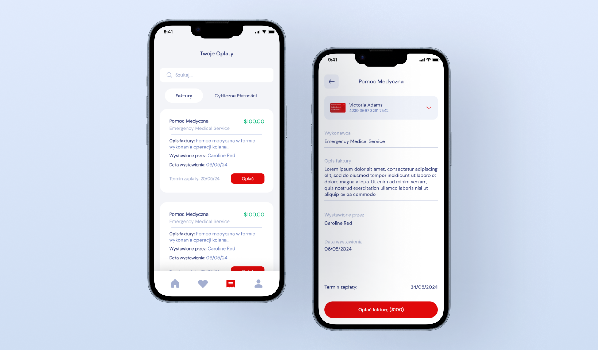 UI of the banking mobile app