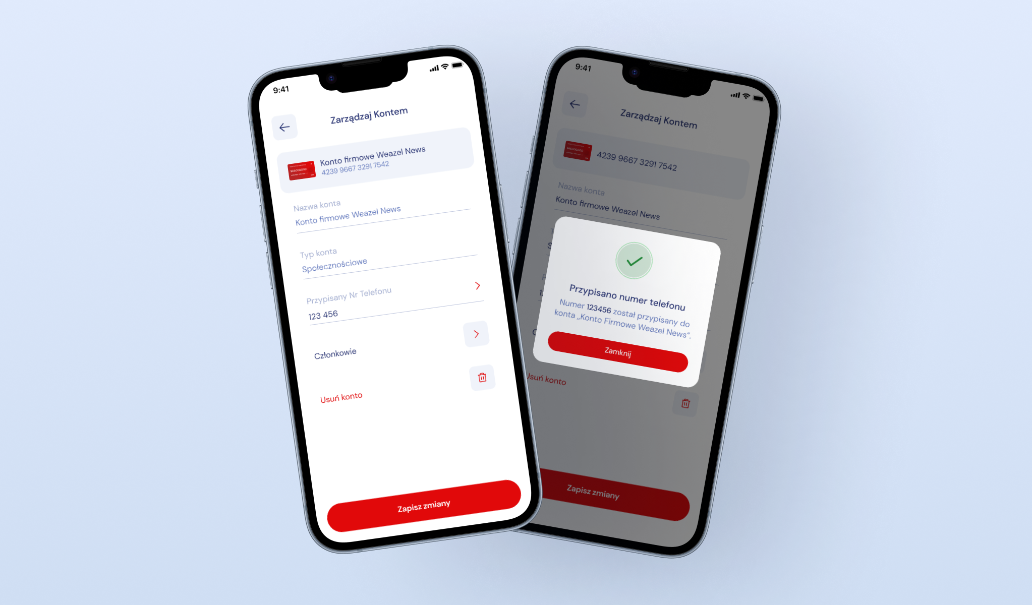 UI of the banking mobile app