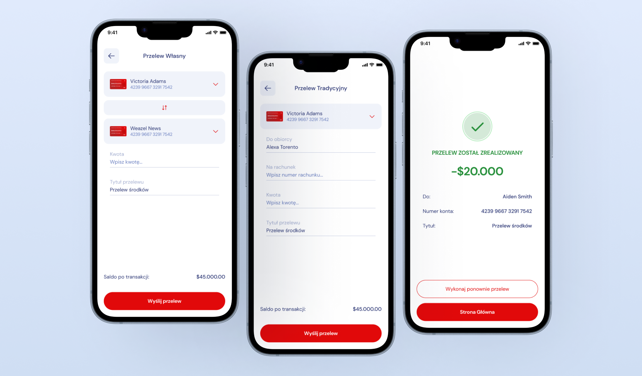 UI of the banking mobile app