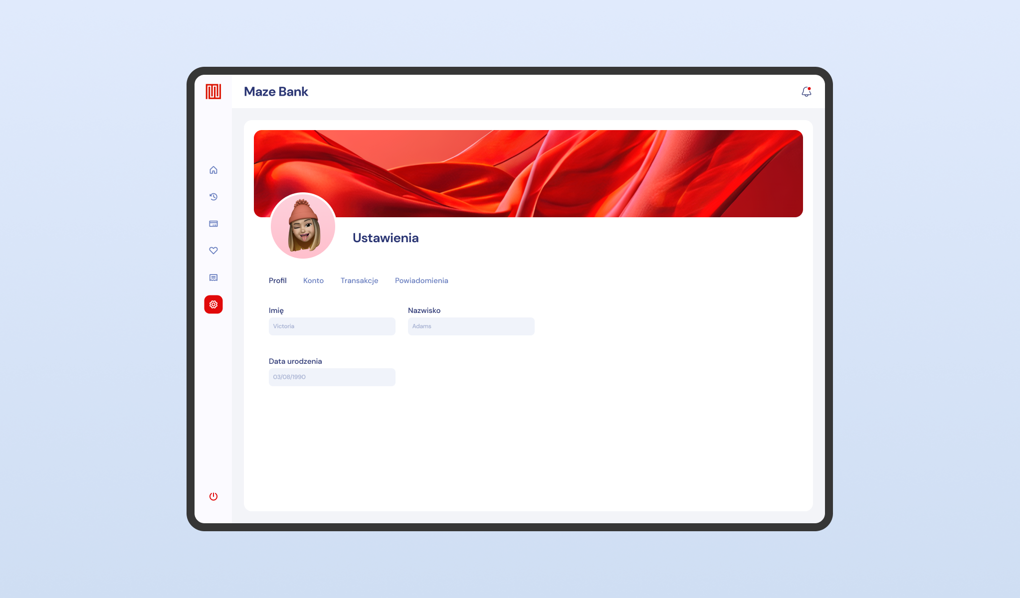 UI of the advanced banking system