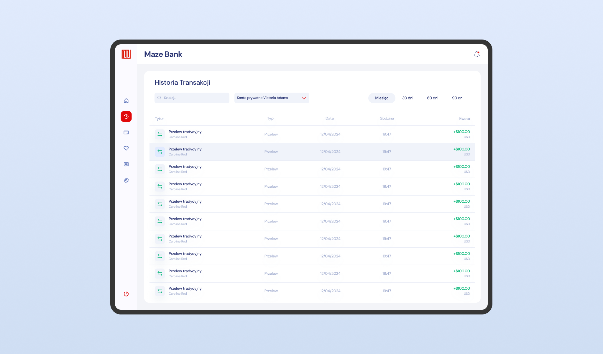 UI of the advanced banking system