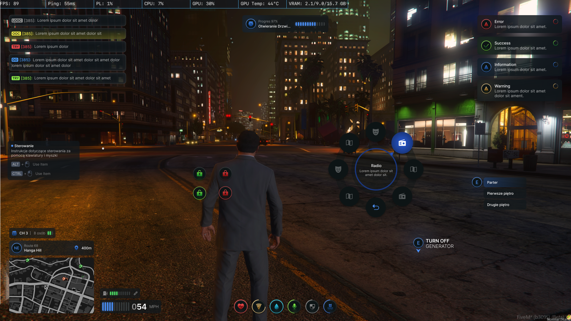 Game UI of blue game hud