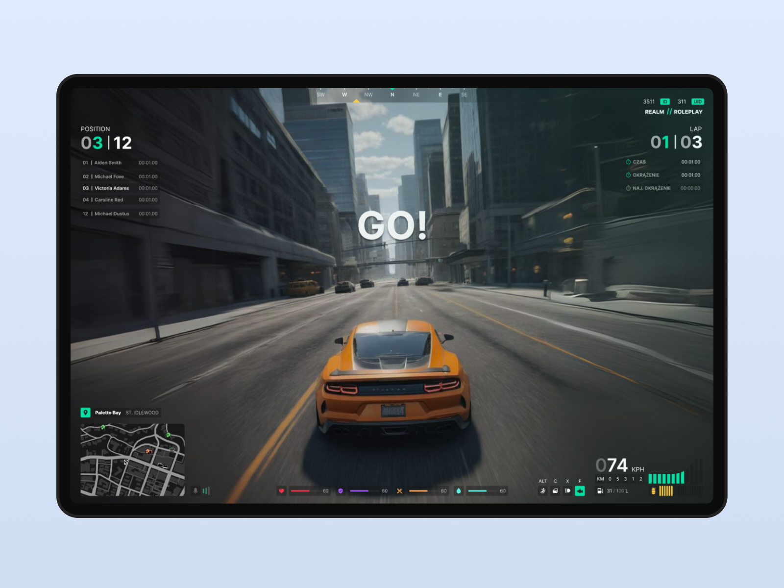 Cover of the car racing hud UI