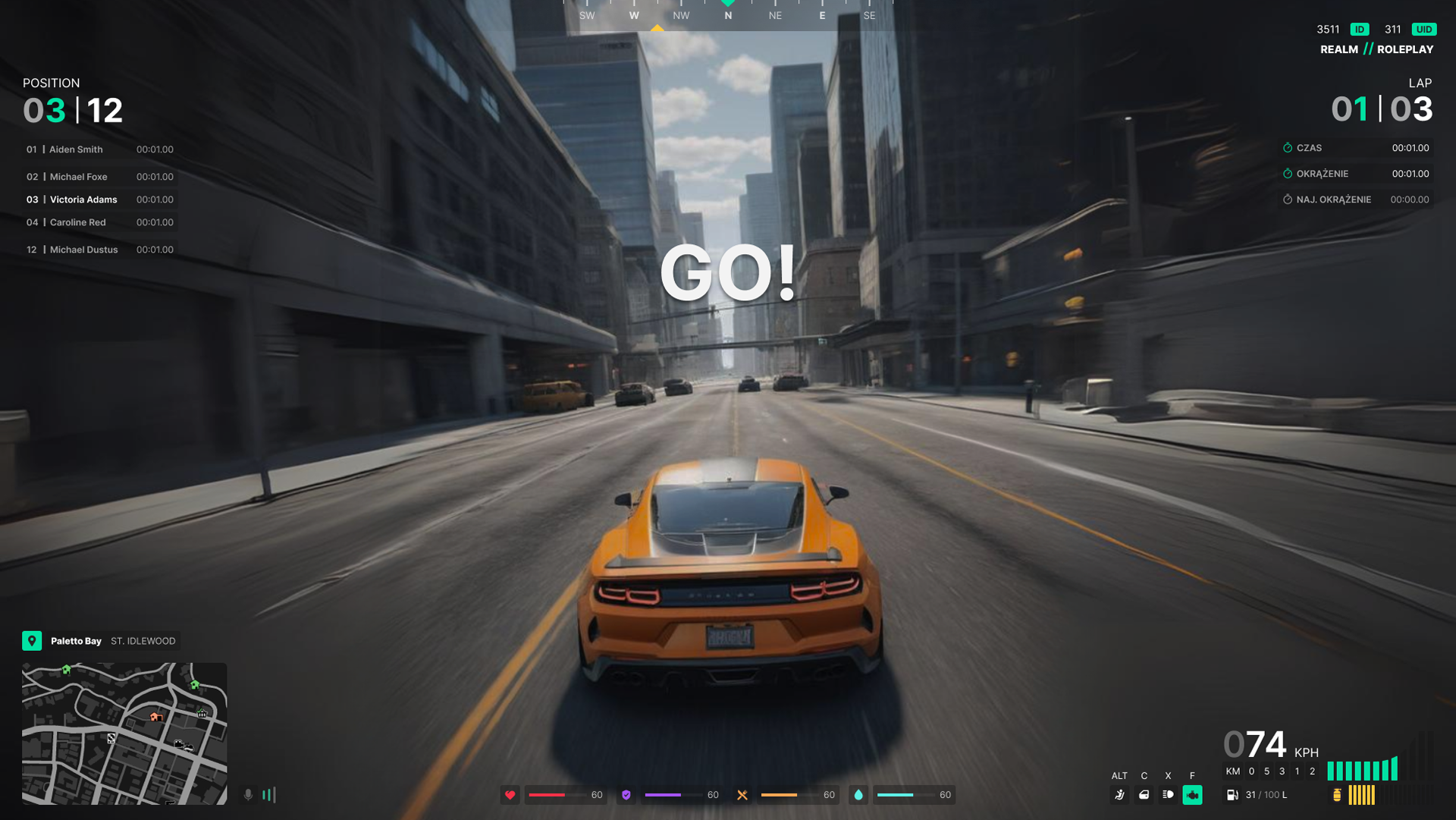 Game UI of car racing hud