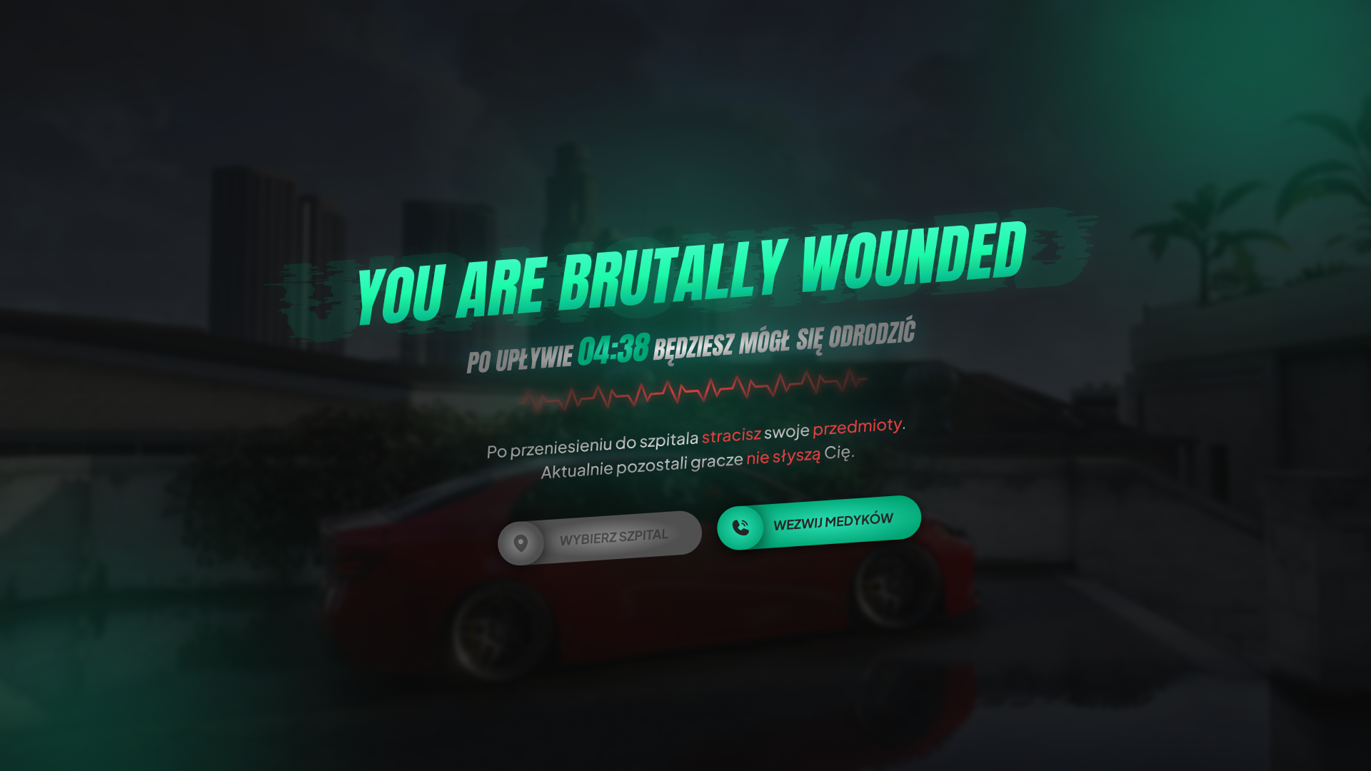 Game UI of the death screen