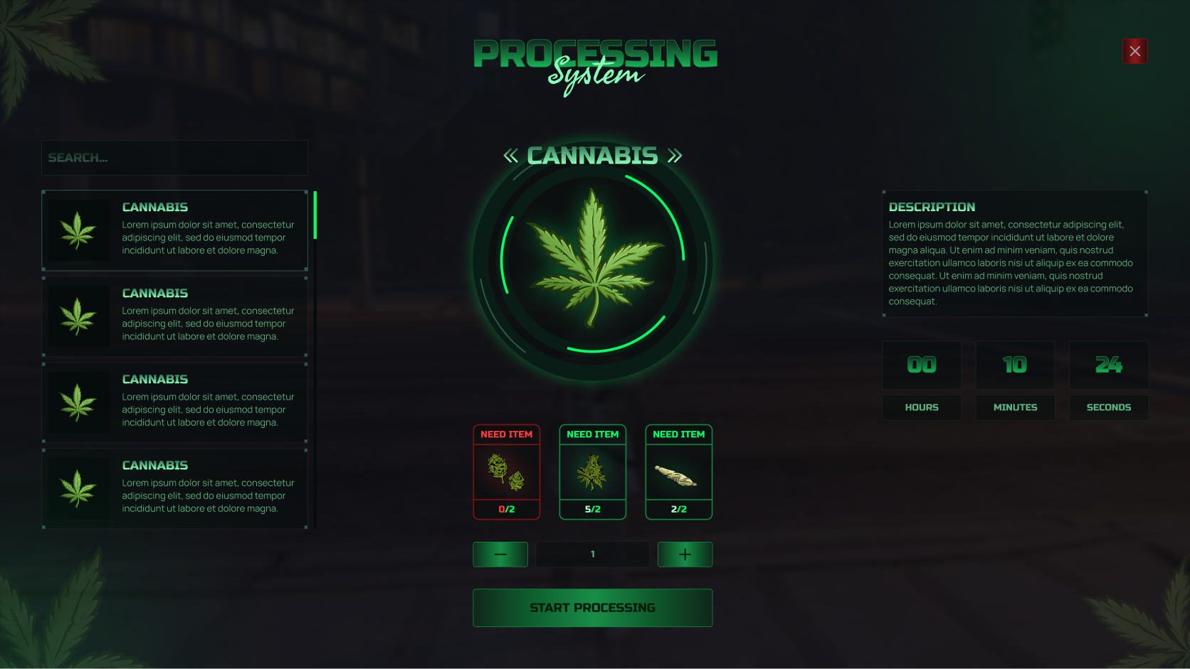 Game UI of processing system