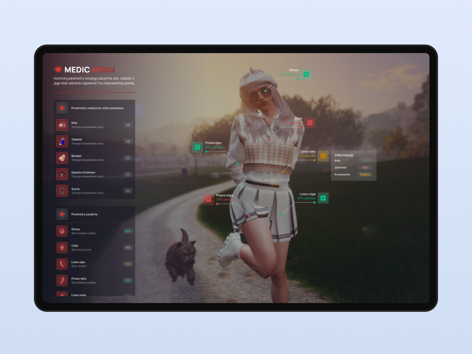 Cover of red medic menu UI