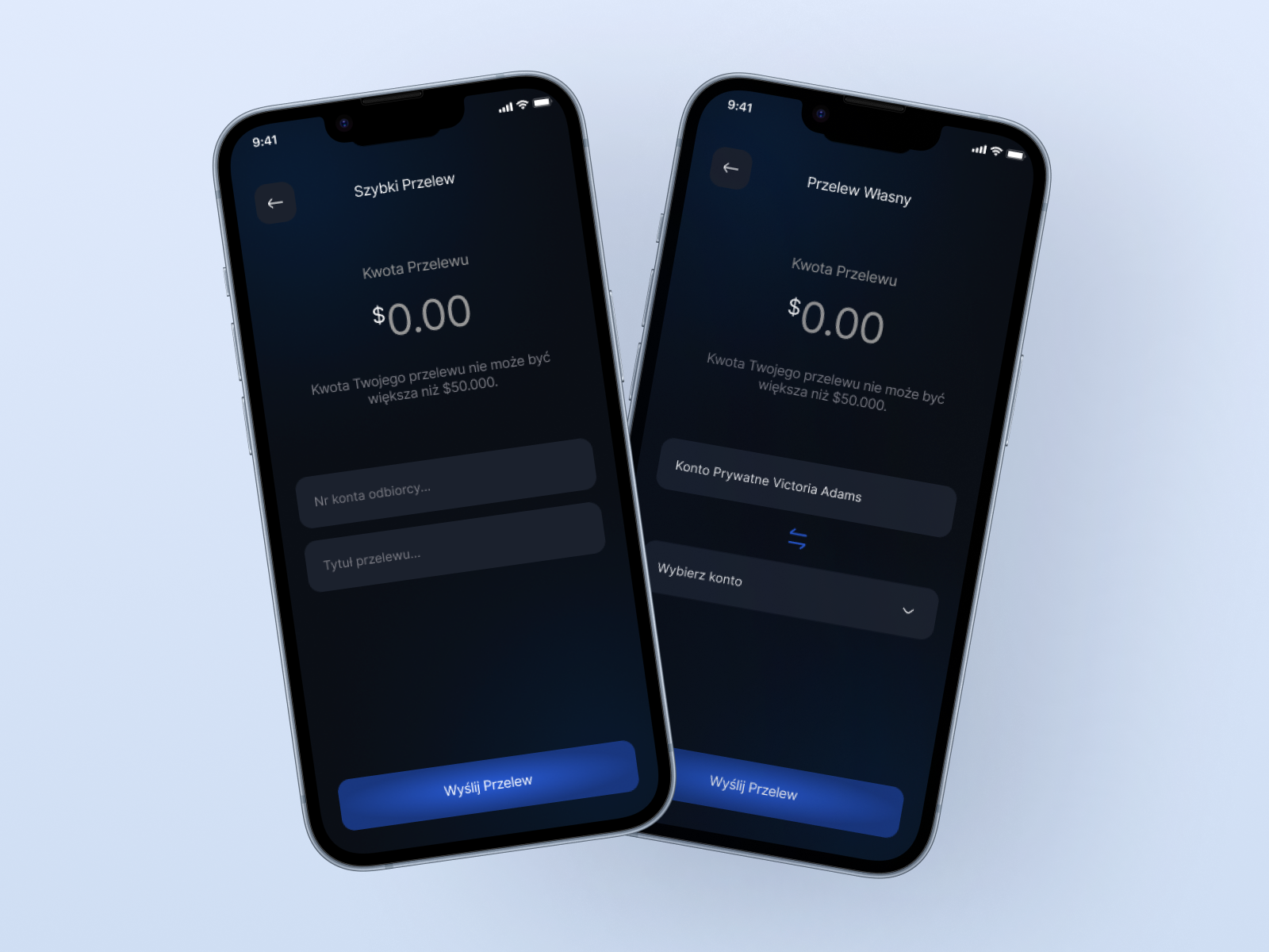UI of the blue mobile banking app