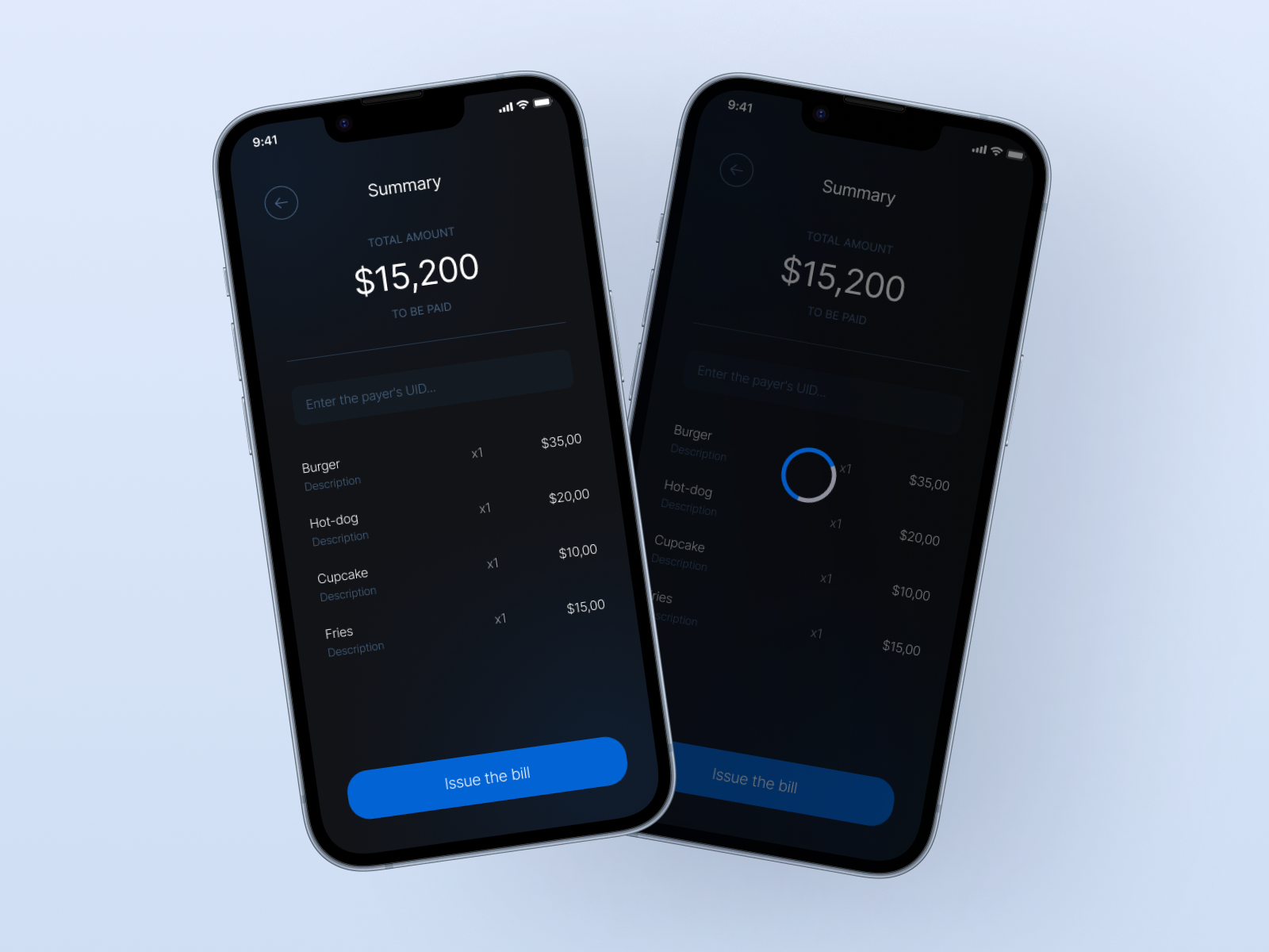 UI of terminal mobile app
