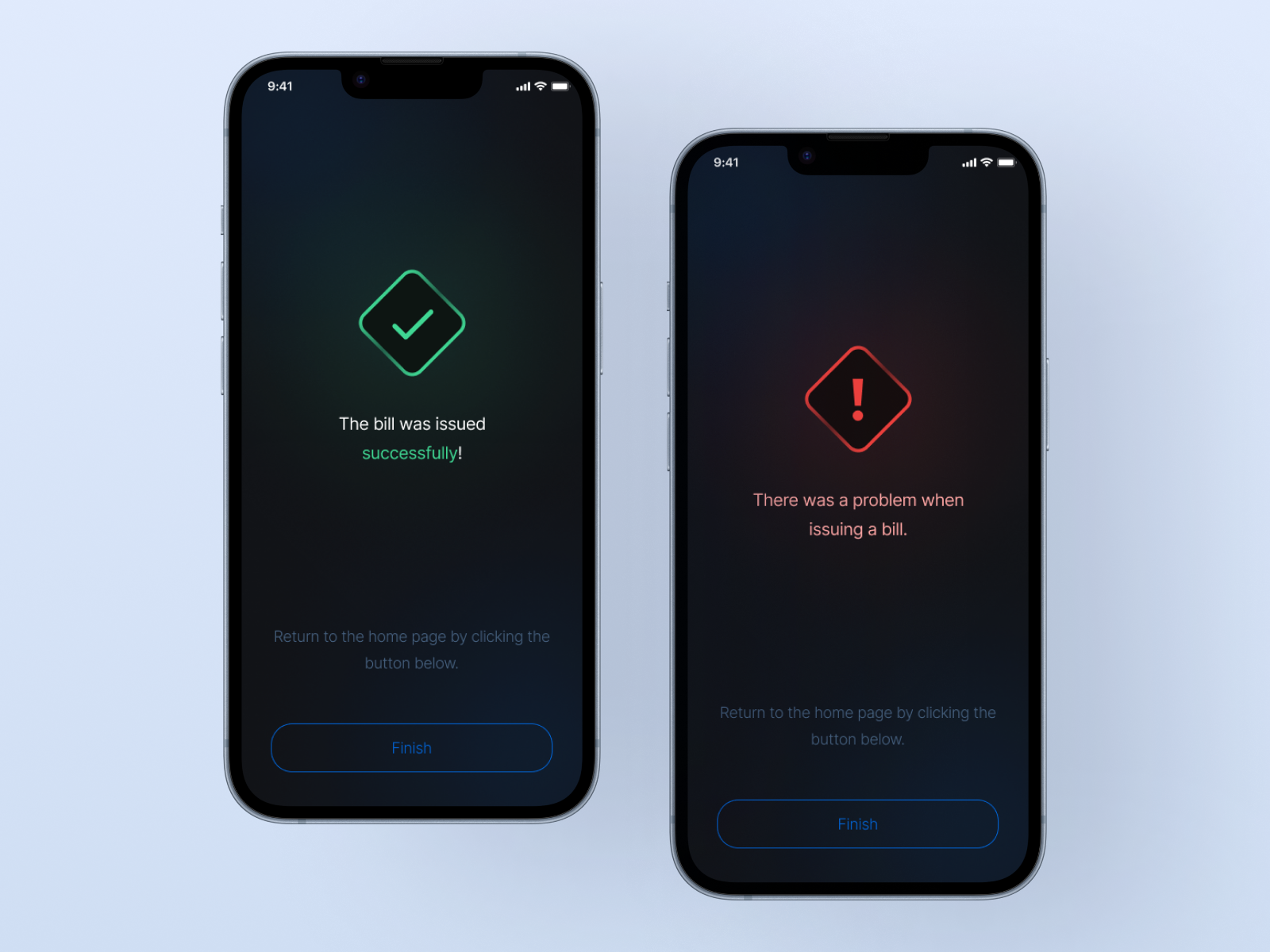 UI of terminal mobile app